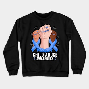 Child Abuse Prevention Awareness Month Blue Ribbon gift idea Crewneck Sweatshirt